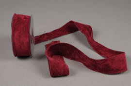 A615UN Burgundy velvet ribbon 40mm x 7m