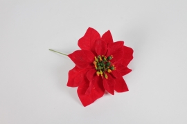 AM-000231 Poinsettia artificiel en velours rouge H20cm