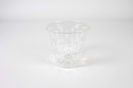 AT-000062 Pot perforé en plastique transparent D14.5cm H13.5cm