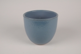 B195DQ Blue ceramic planter D14cm H12cm