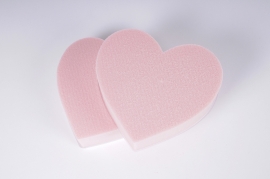 B195QV Pack of 2 pink heart floral foam D18cm