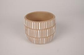 B546LE White and beige concrete planter D12cm H10cm