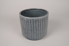 B555LE Blue ceramic planter D17.5cm H15.5cm