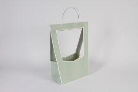 B672QX Paquet de 5 sacs porte-bouquet vert 23x14cm H38cm