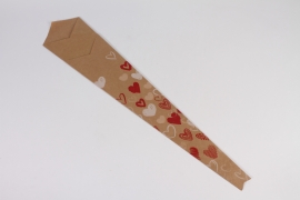 B679QX Pack of 50 kraft flower covers with heart 15x73cm