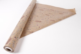 BD-000061 Kraft paper roll with flower pattern 80cmx20m