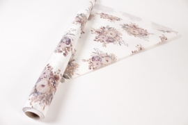 BD-000065 White paper roll with flower pattern 80cmx20m