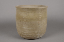 C074DQ Beige ceramic planter D29.5cm H30cm