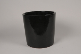 Black glazed ceramic pot D31cm H30cm