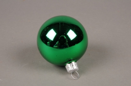 X179T1 Boîte de 12 boules brillantes vert foncé D6cm