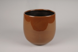 C691DQ Cache-pot en céramique ocre D20cm H19.5cm