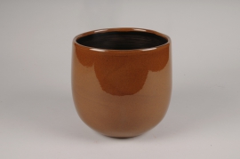 C691DQ Ochre ceramic planter D20cm H19.5cm