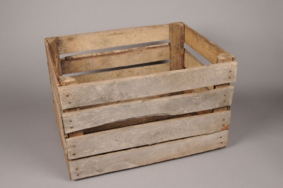 Caisse en bois blanchi rustique L.40 x l.30 x H.50 cm - Gamm vert