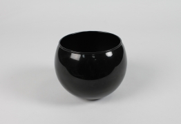 CV-000027 Vase boule en verre noir D16cm H12.5cm