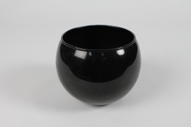 CV-000028 Black glass ball vase D20cm H18cm