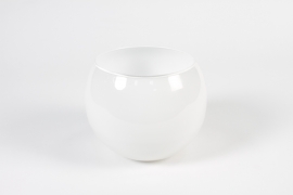 CV-000031 Vase boule en verre blanc D16cm H12.5cm