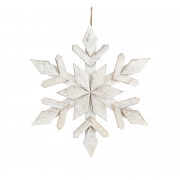 DQ-000536 White wooden snowflake to hang D45cm