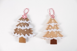 DQ-000540 Arbre de Noël en mousse marron assorti H14cm 