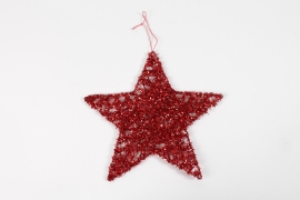 DQ-000550 Red star decoration to hang D25cm