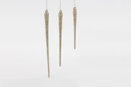 DQ-000563 Trio of gold glitter glass stalactites 