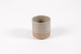 DQ-000568 Cache-pot en céramique crème et beige D7.5cm H7.5cm