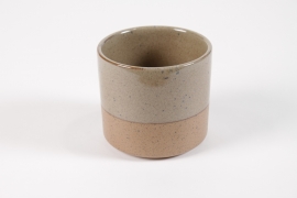 DQ-000570 Cream and beige ceramic planter D13.5cm H13cm