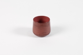 DQ-000572 Cache-pot rond en métal rouge brique D6.5cm H6cm