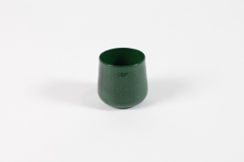 DQ-000573 Cache-pot rond en métal vert sapin brillant D6.5cm H6cm