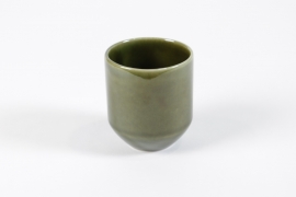 DQ-000579 Green ceramic planter D8cm H9cm