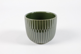 DQ-000582 Green ceramic planter D14cm H13cm