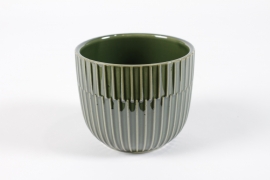 DQ-000583 Green ceramic planter D17cm H16cm