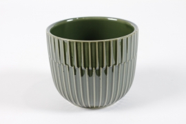 DQ-000584 Green ceramic planter D19cm H18cm