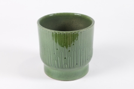 DQ-000590 Green ceramic planter D20.5cm H20cm