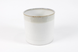 DQ-000598 Cream ceramic planter D20cm H19cm