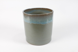 DQ-000603 Green blue ceramic planter D25cm H26cm