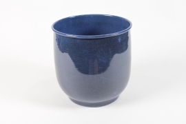 DQ-000609 Cache-pot en métal bleu foncé D26cm H26cm