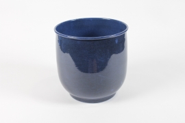 DQ-000616 Dark blue metal planter D22cm H22cm