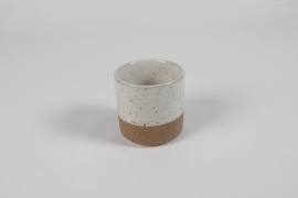 DQ-000620 Cache-pot en céramique blanc et beige D7.5cm H7.5cm