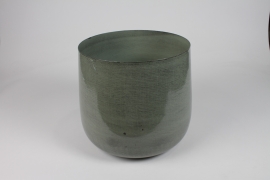 DQ-000625 Grey-green metal planter D32cm H27cm