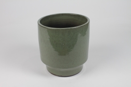 DQ-000633 Green grey ceramic planter D21cm H22cm