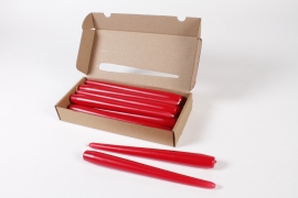 E2-000041 Box of 12 red torch candles H25cm