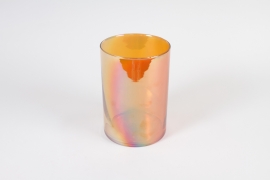 IH-000166 Golden orange glass cylinder vase D14cm H20cm