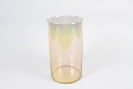 IH-000168 Golden beige glass cylinder vase D16cm H30cm