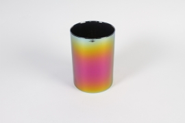 IH-000169 Multicoloured glass cylinder vase D14cm H20cm