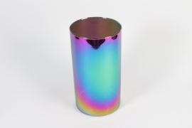 IH-000171 Multicoloured glass cylinder vase D16cm H30cm