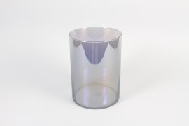 IH-000173 Light purple glass cylinder vase D18cm H25cm