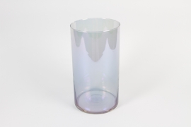 IH-000174 Vase cylindre en verre violet clair D16cm H30cm