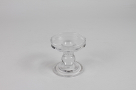 IH-000176 Bougeoir sur pied en verre D8.5cm H8.6cm