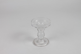 IH-000177 Bougeoir sur pied en verre D8.5cm H11cm