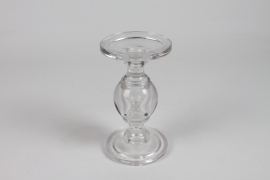 IH-000178 Bougeoir sur pied en verre D11.3cm H20cm